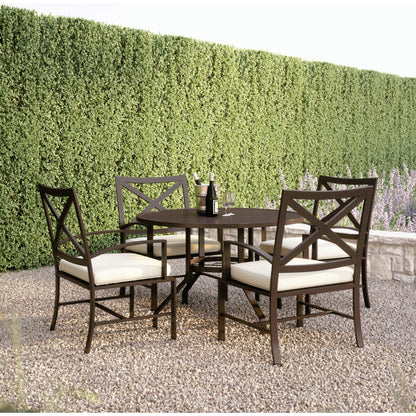 La Outdoor Jolla 48" Round Dining Table by Sunset West in espresso. Made from aluminum in a modern style.