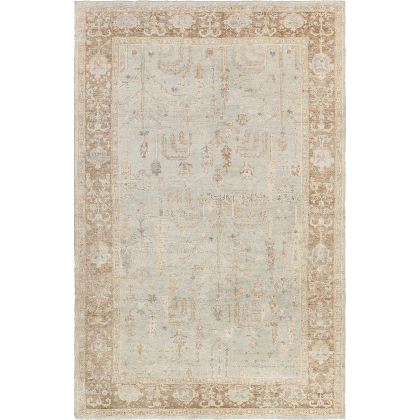 001 74207-27099,74207-27100,74207-27101 | Primary Silo | Normandy Rug - 13140 by Surya in cream, light sage, tan, medium brown, ice blue. Made from 100% wool in a unique style.