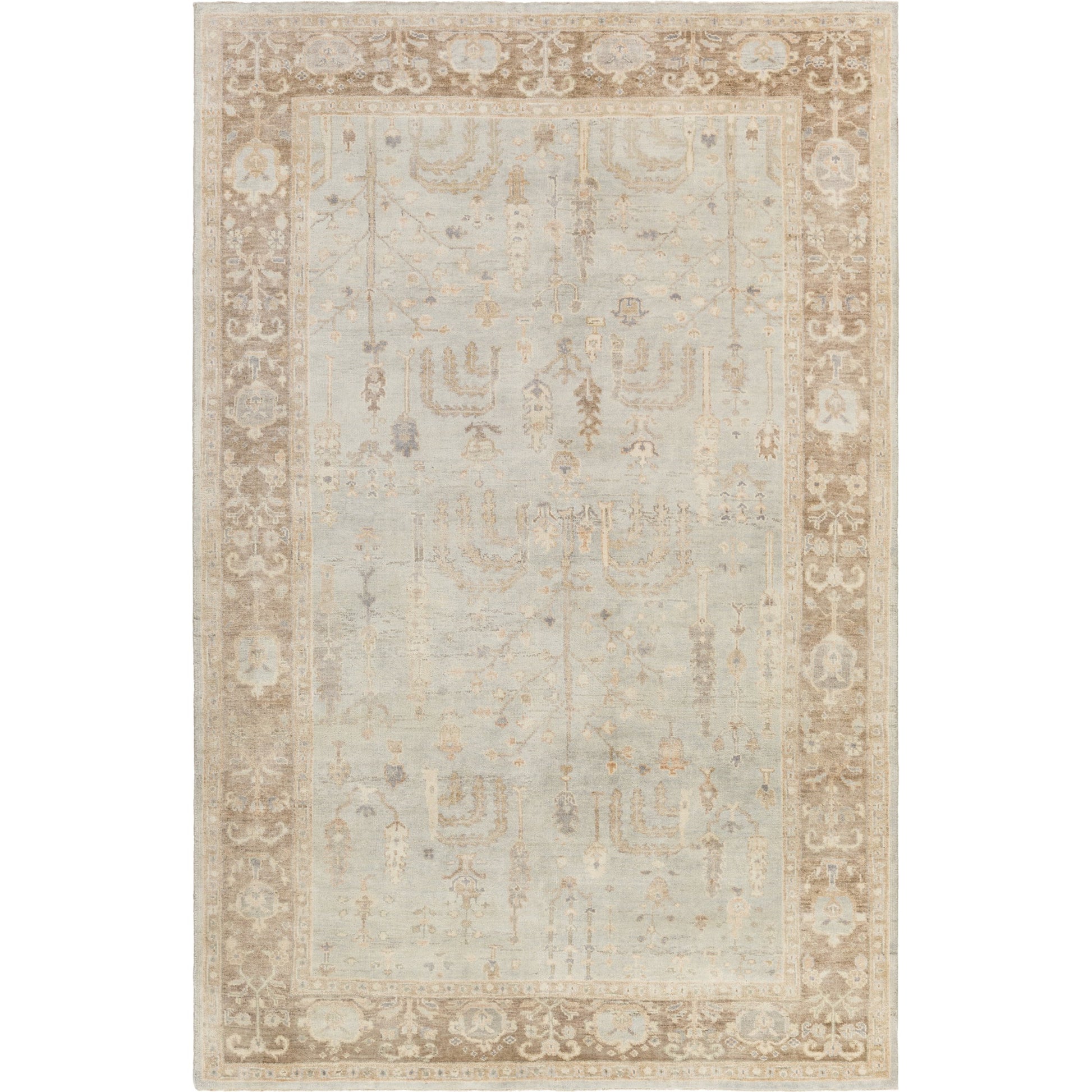 Normandy Rug - 13140 by Surya in cream, light sage, tan, medium brown, ice blue. Made from 100% wool in a unique style.