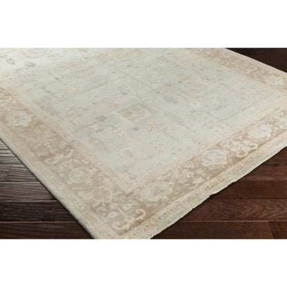 Normandy Rug - 13140 by Surya in cream, light sage, tan, medium brown, ice blue. Made from 100% wool in a unique style.