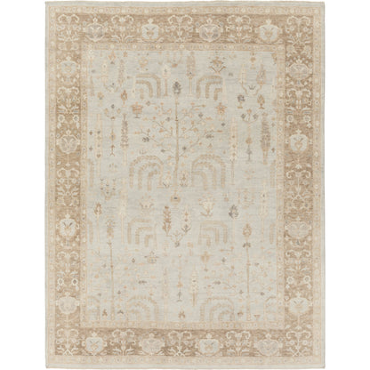 Normandy Rug - 13140 by Surya in cream, light sage, tan, medium brown, ice blue. Made from 100% wool in a unique style.
