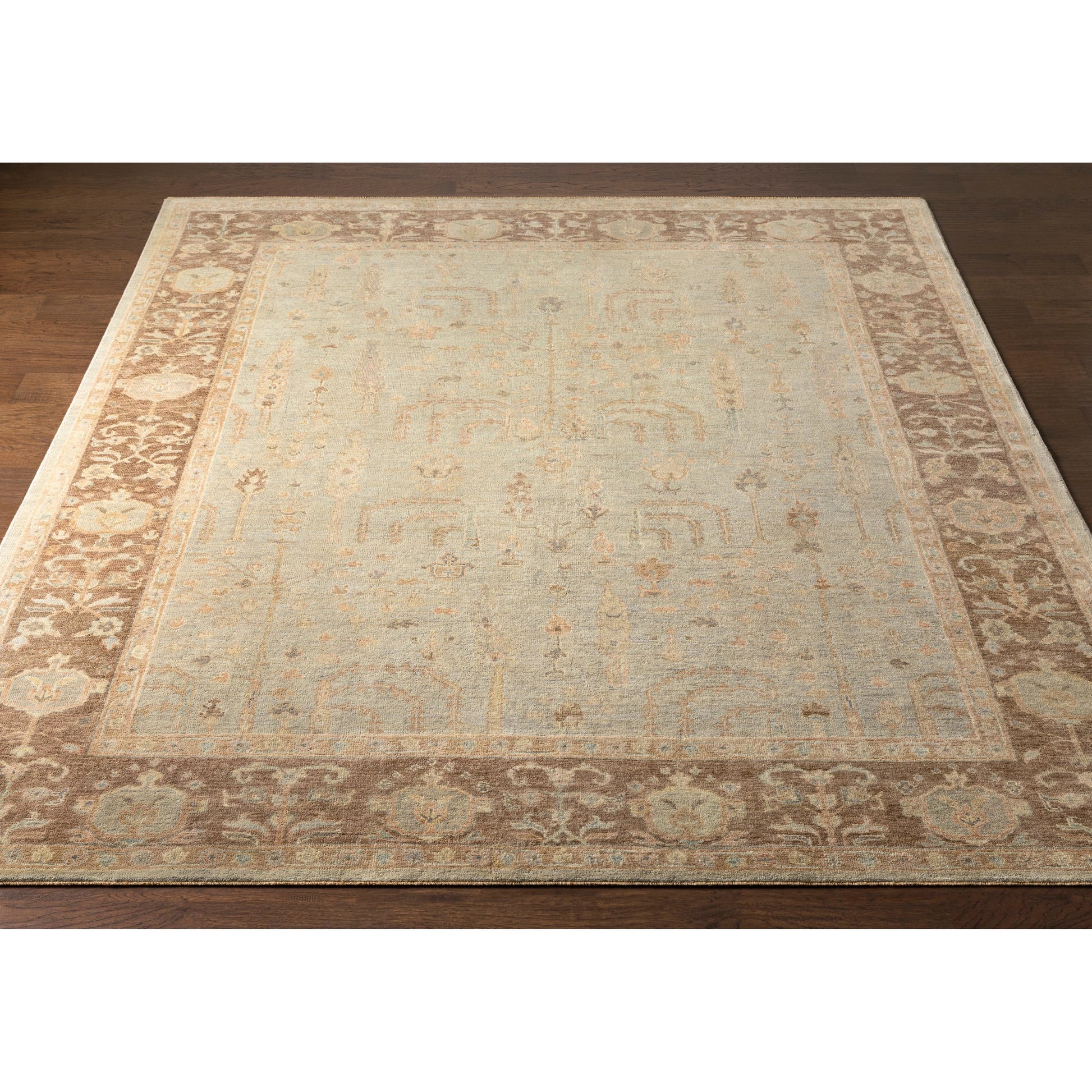Normandy Rug - 13140 by Surya in cream, light sage, tan, medium brown, ice blue. Made from 100% wool in a unique style.