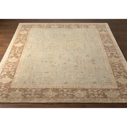 Normandy Rug - 13140 by Surya in cream, light sage, tan, medium brown, ice blue. Made from 100% wool in a unique style.