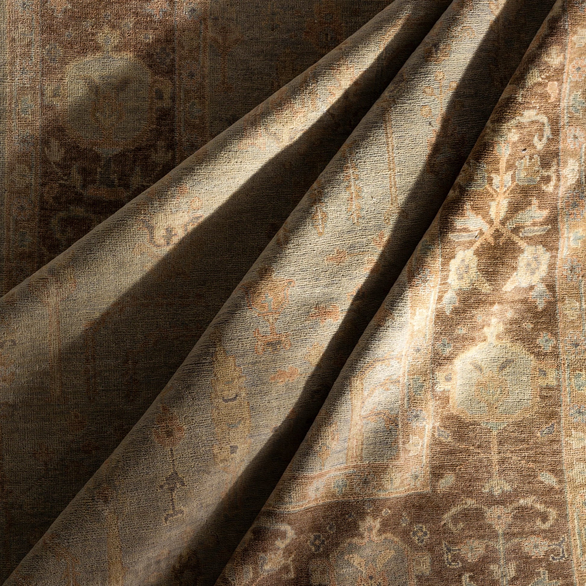 Normandy Rug - 13140 by Surya in cream, light sage, tan, medium brown, ice blue. Made from 100% wool in a unique style.