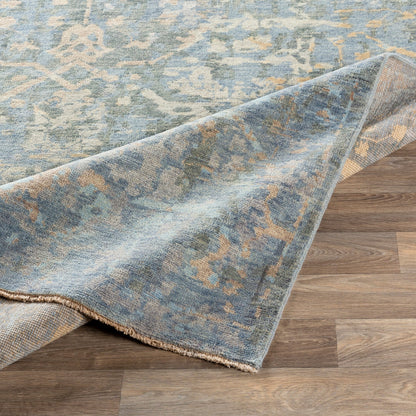 Normandy Rug - 23602 by Surya in blue, dusty sage, wheat, light blue, tan, light beige. Made from 100% wool in a unique style.