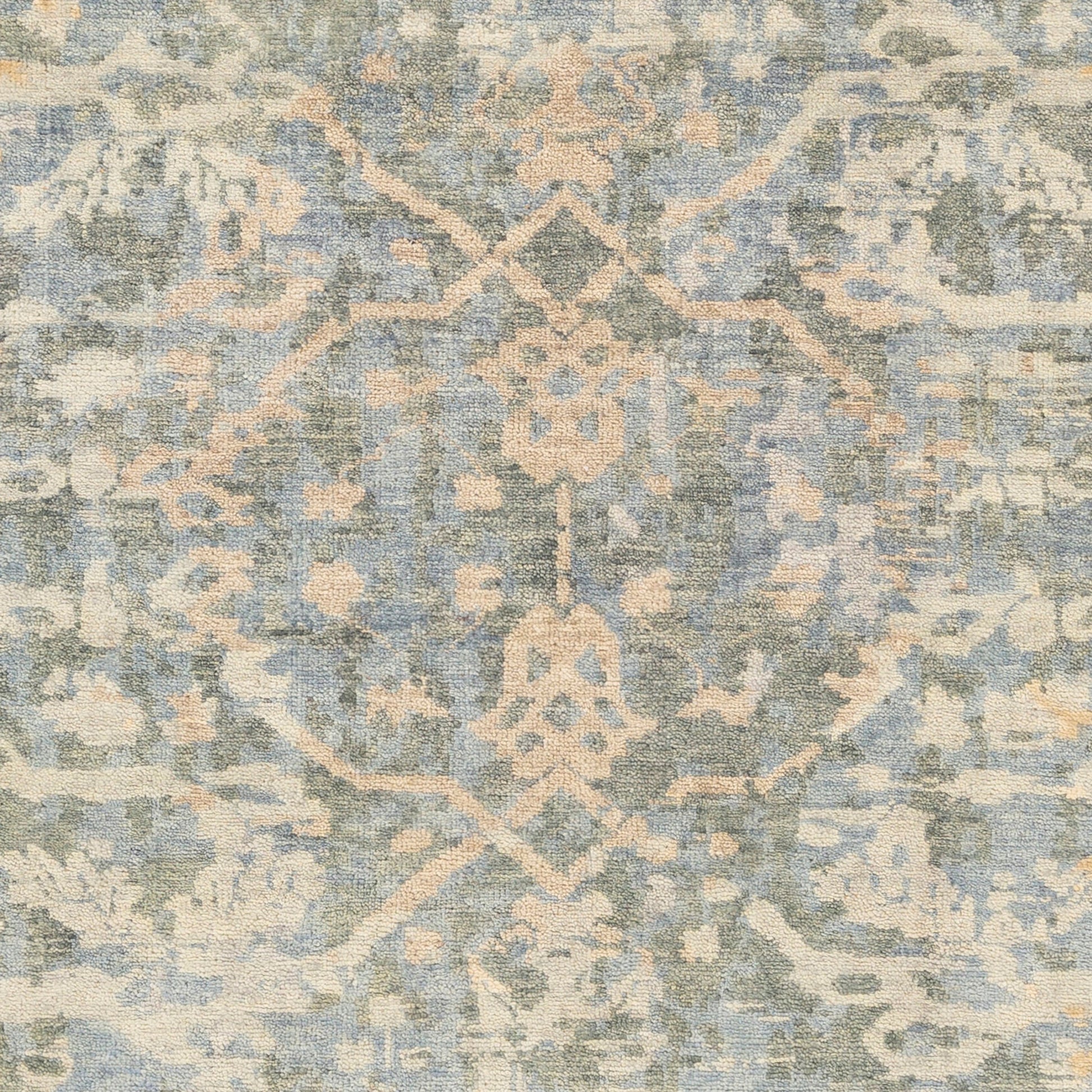 Normandy Rug - 23602 by Surya in blue, dusty sage, wheat, light blue, tan, light beige. Made from 100% wool in a unique style.