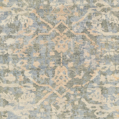 Normandy Rug - 23602 by Surya in blue, dusty sage, wheat, light blue, tan, light beige. Made from 100% wool in a unique style.
