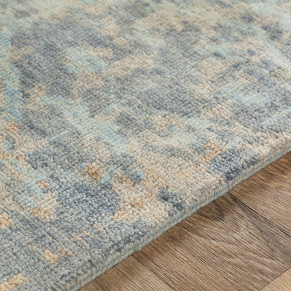 Normandy Rug - 23602 by Surya in blue, dusty sage, wheat, light blue, tan, light beige. Made from 100% wool in a unique style.