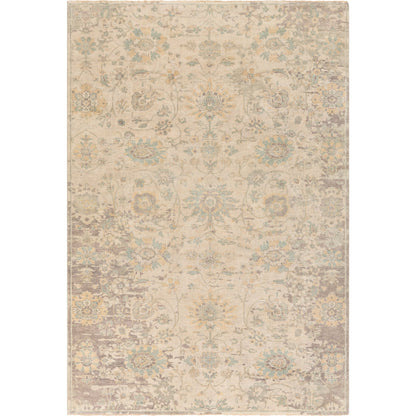 Normandy Rug - 23603 by Surya in wheat, light sage, teal, lavender. Made from 100% wool in a unique style.