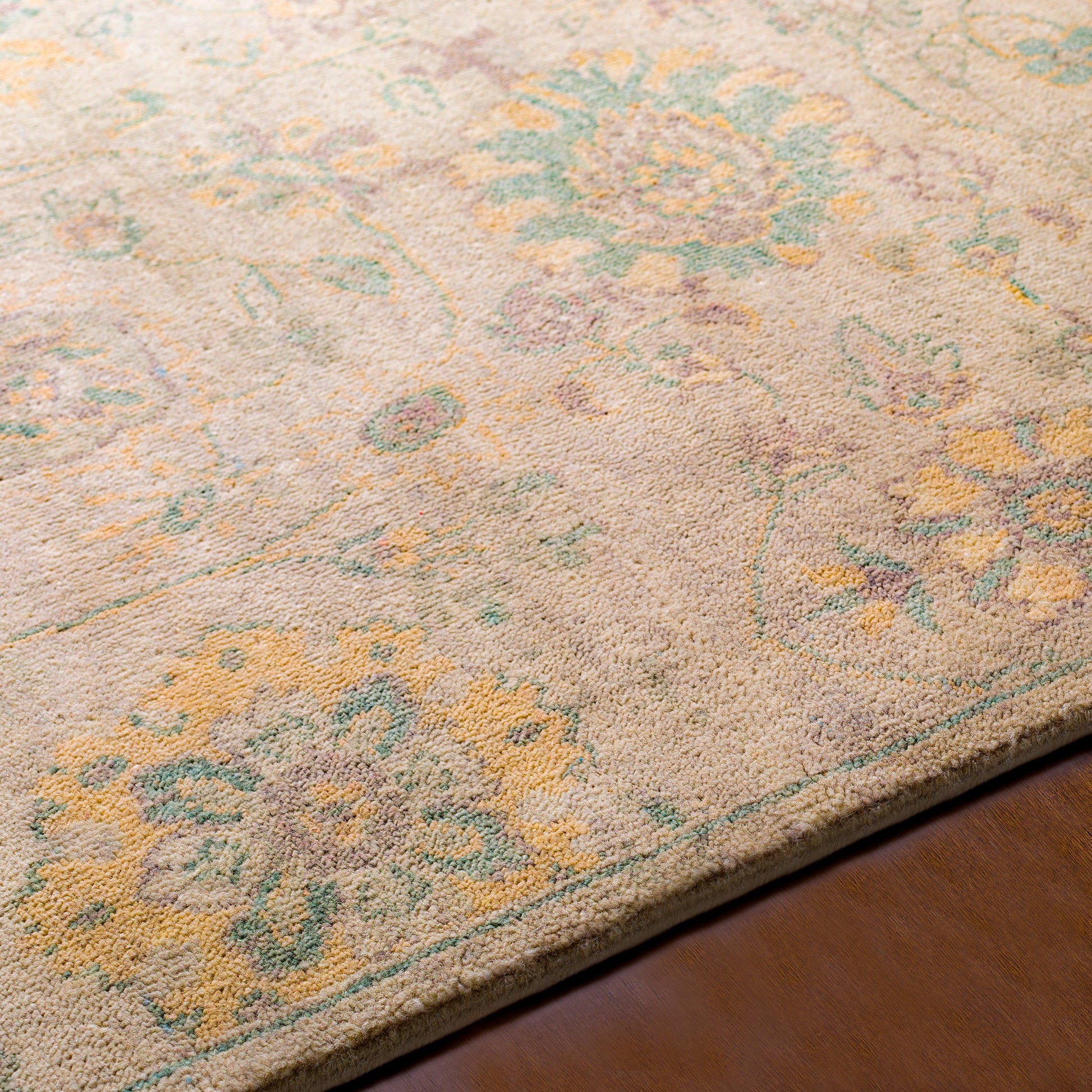 Normandy Rug - 23603 by Surya in wheat, light sage, teal, lavender. Made from 100% wool in a unique style.