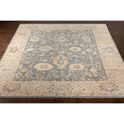 Normandy NOY-8007 Rug by Surya in charcoal, medium gray, beige, light blue, dark brown, dusty coral. Made from 100% wool in a unique style.
