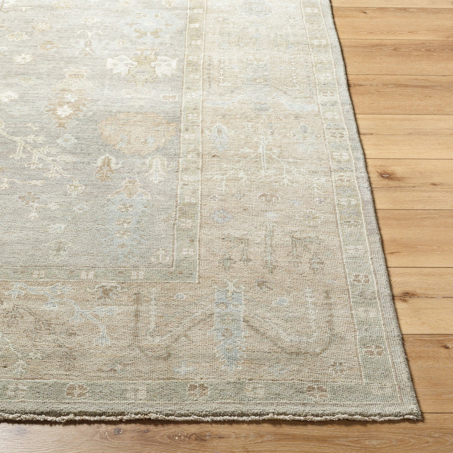 002 SI-2132676,SI-2132677,SI-2132678,SI-2132679,SI-2132680 | Closeup | Normandy Rug - 526975 by Surya in sage, mist, sandstone, ivory, pale gold. Made from face: 100% wool, warp: 100% cotton in a unique style.