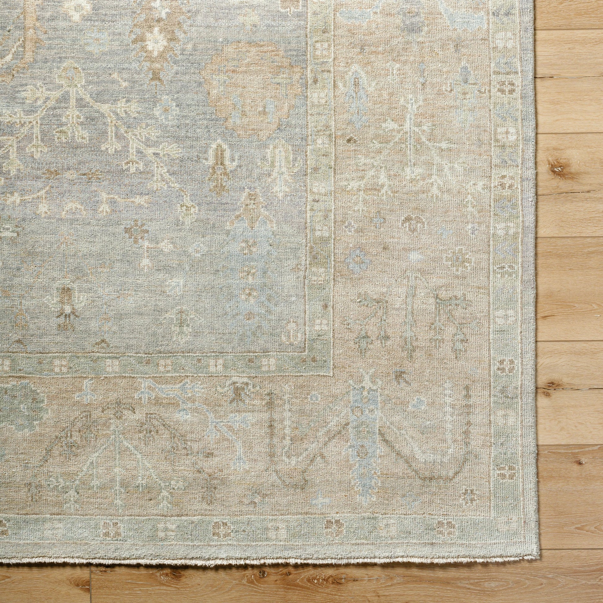 Normandy Rug - 526975 by Surya in sage, mist, sandstone, ivory, pale gold. Made from face: 100% wool, warp: 100% cotton in a unique style.