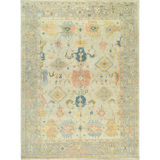 Normandy NOY-8015 Rug by Surya in pale sage, dusty blue, coral, soft gold, cream. Made from wool in a unique style.