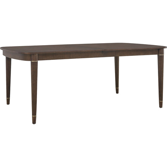 Asher Park Leg Dining Table by Pulaski Furniture in piano brown. Made from eucalyptus veneers in a unique style.
