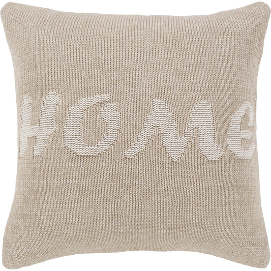 No Place Like Home Pillow - 9242 by Surya in khaki, ivory. Made from 100% cotton in a modern style.