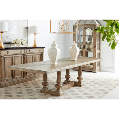Architrave Trestle Dining Table by A.R.T. Furniture in almond. Made from pine solids and veneer, resin in a traditional style.