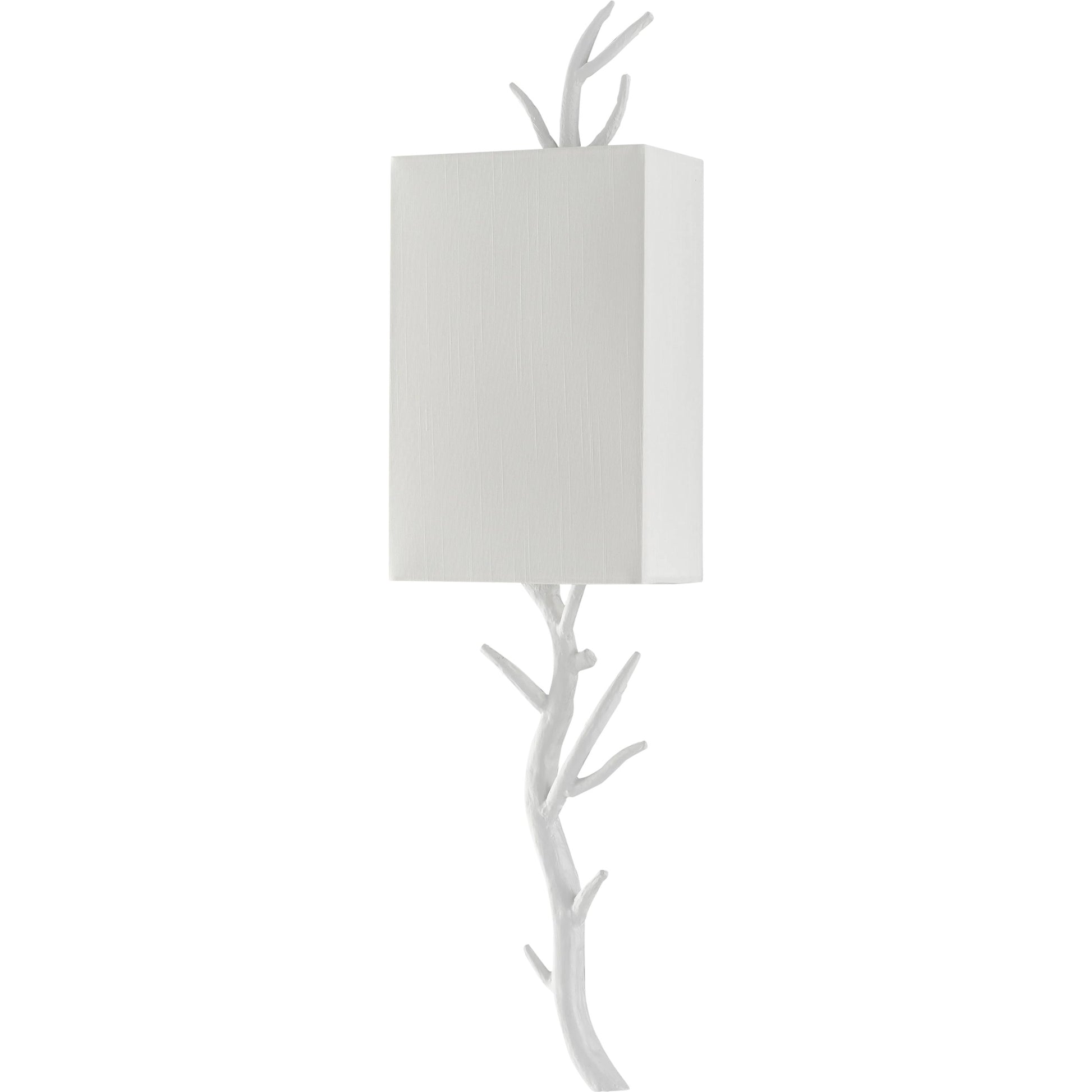 Baneberry Wall Sconce by Currey and Company in gesso white. Made from wrought iron in a transitional style.