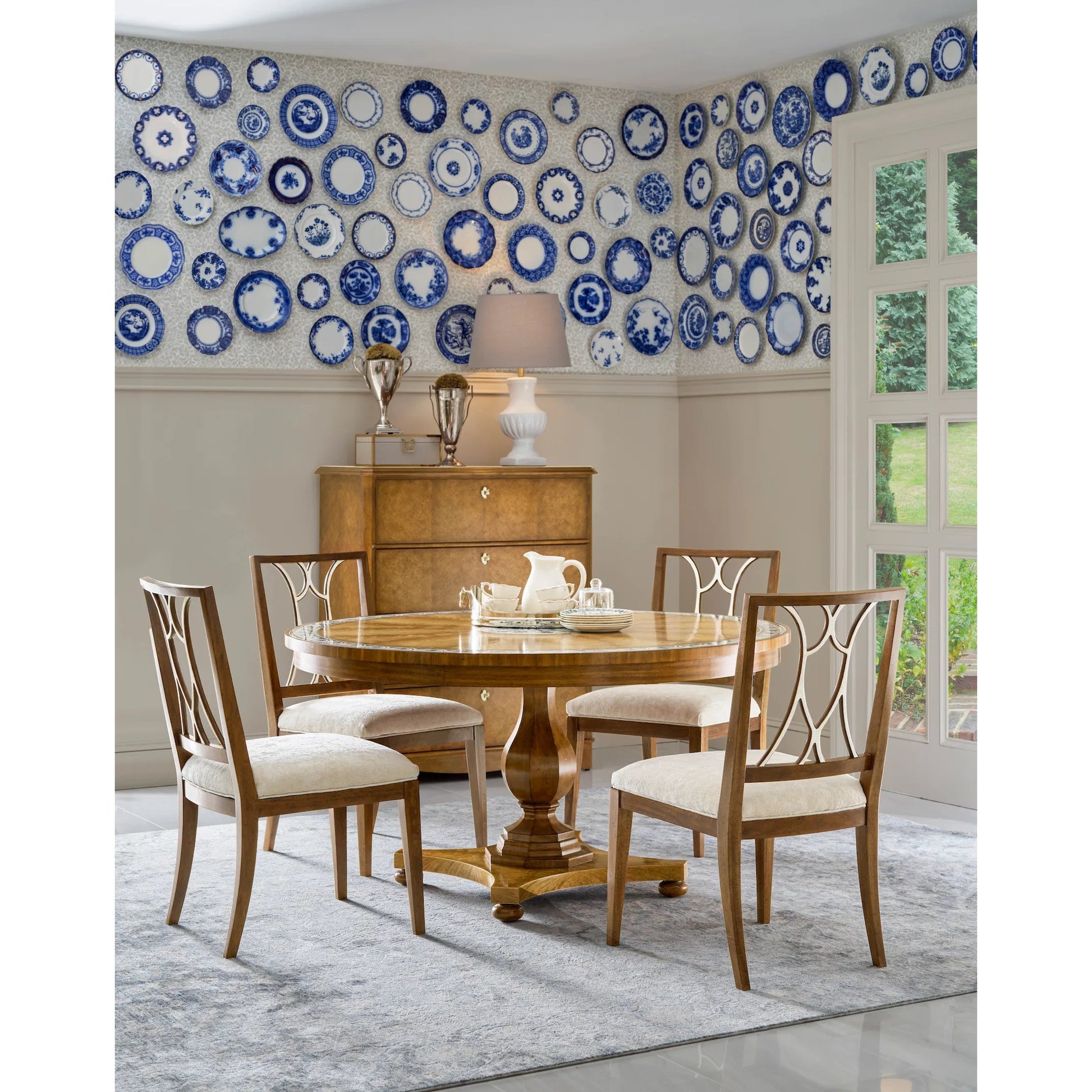 Osborne Arm Chair (Set of 2) by Jonathan Charles in brown and medium brown mahogany. Made from mahogany, foam, fabric, eggshell in a modern style.