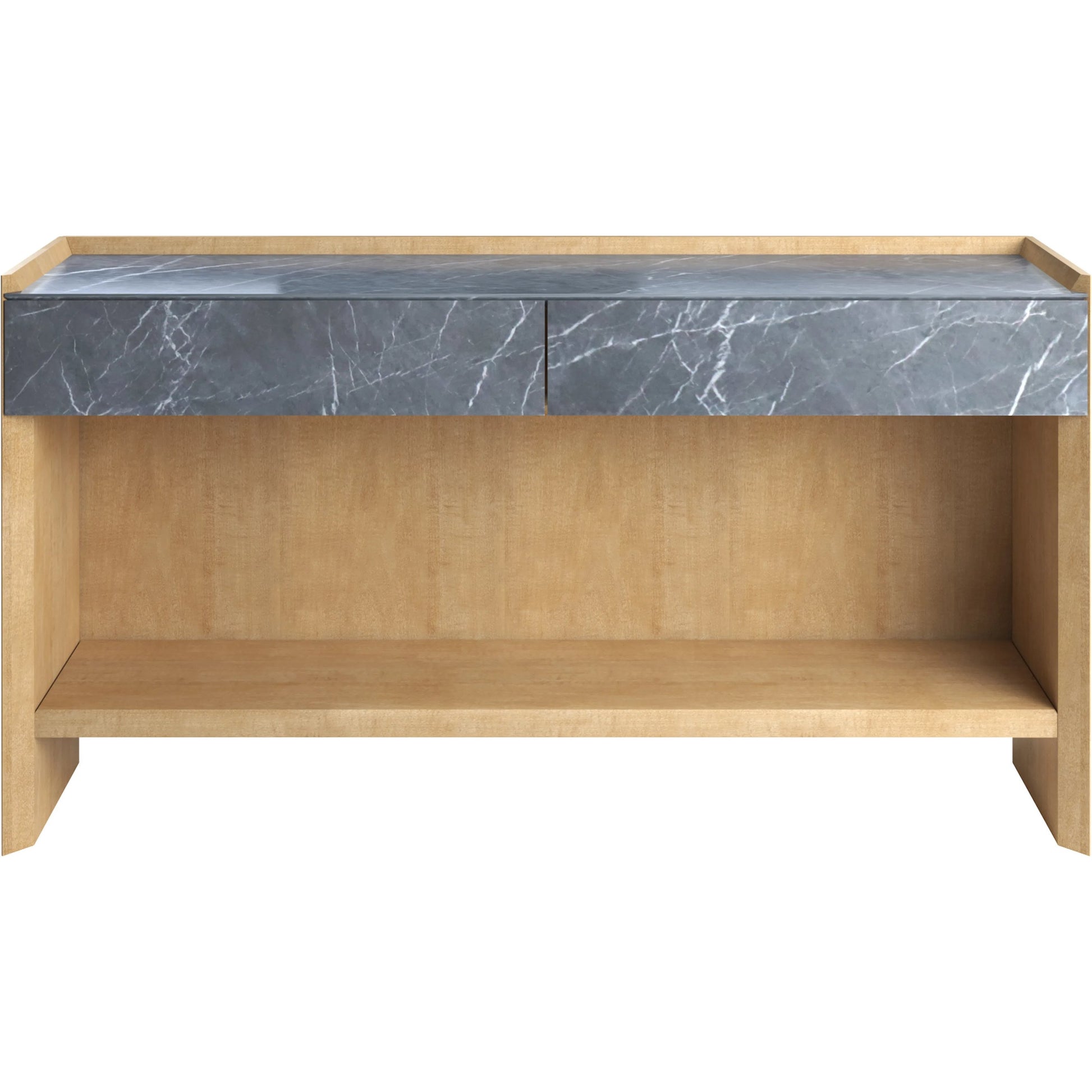 Loft Console Table by A.R.T. Furniture in natural maple. Made from poplar, rubberwood, figured maple, marble in a modern style.