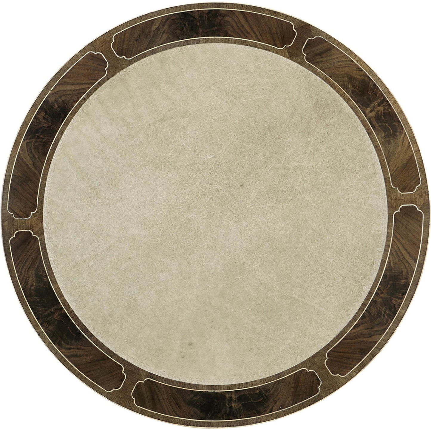 004 SI-1991025 | Closeup | Buckingham Bleached Mahogany Drum Table by Jonathan Charles in brown and bleached mahogany. Made from acacia in a traditional style.