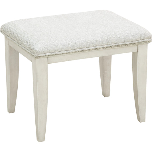 Camila Vanity Stool by Pulaski Furniture in semi-transparent creamy white. Made from ash veneers in a modern style.