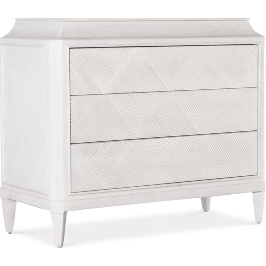 Commerce and Market Argyle Three-Drawer Chest by Hooker Furniture in white. Made from mango solids in a modern style.