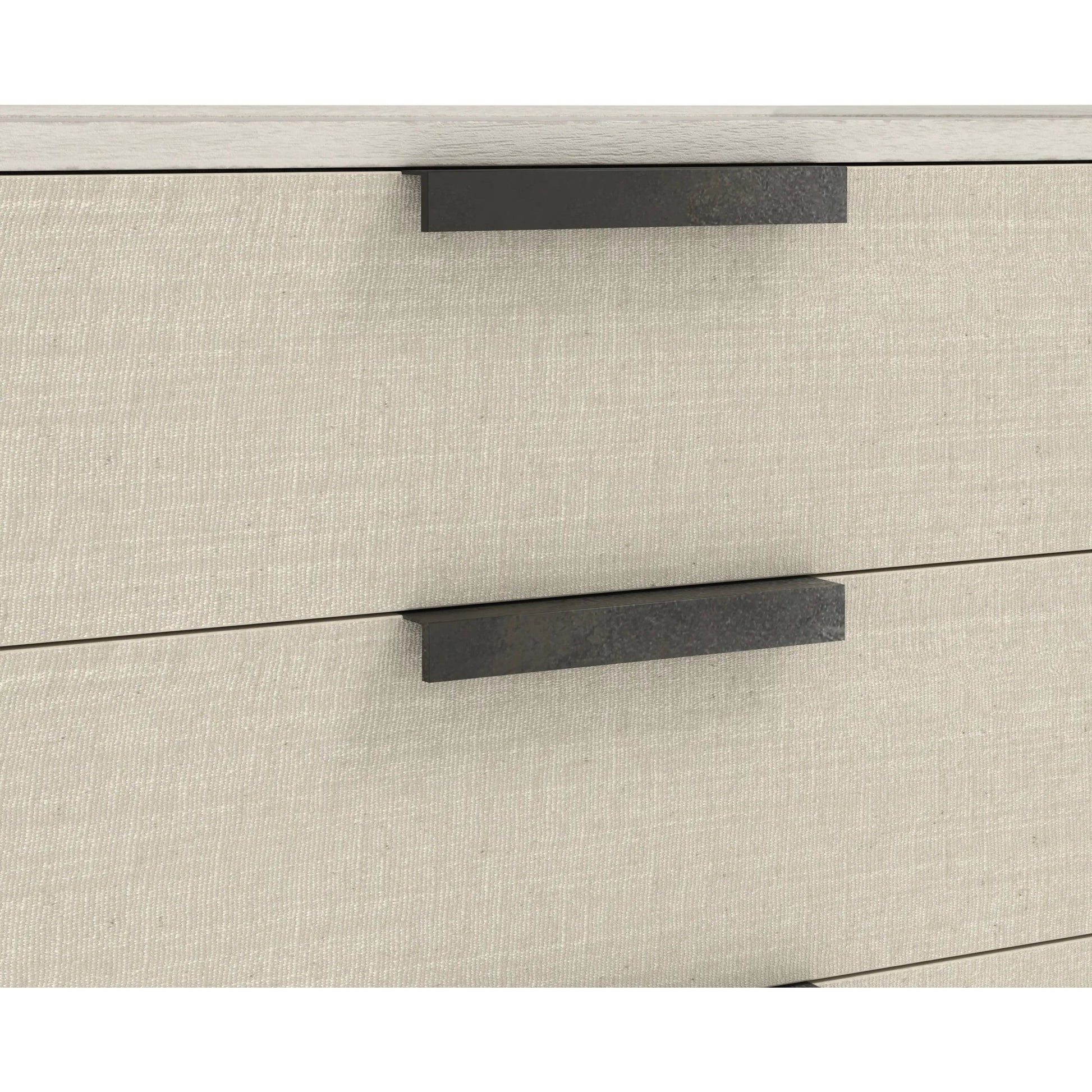 Cotiere Nightstand in Linen by A.R.T. Furniture in linen. Made from parawood solids, mixed split cathedral, quarter white oak veneers, fabric in a transitional style.