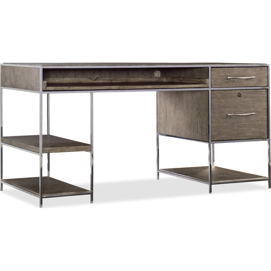 Storia Writing Desk by Hooker Furniture in greige. Made from oak veneers, stainless steel in a unique style.