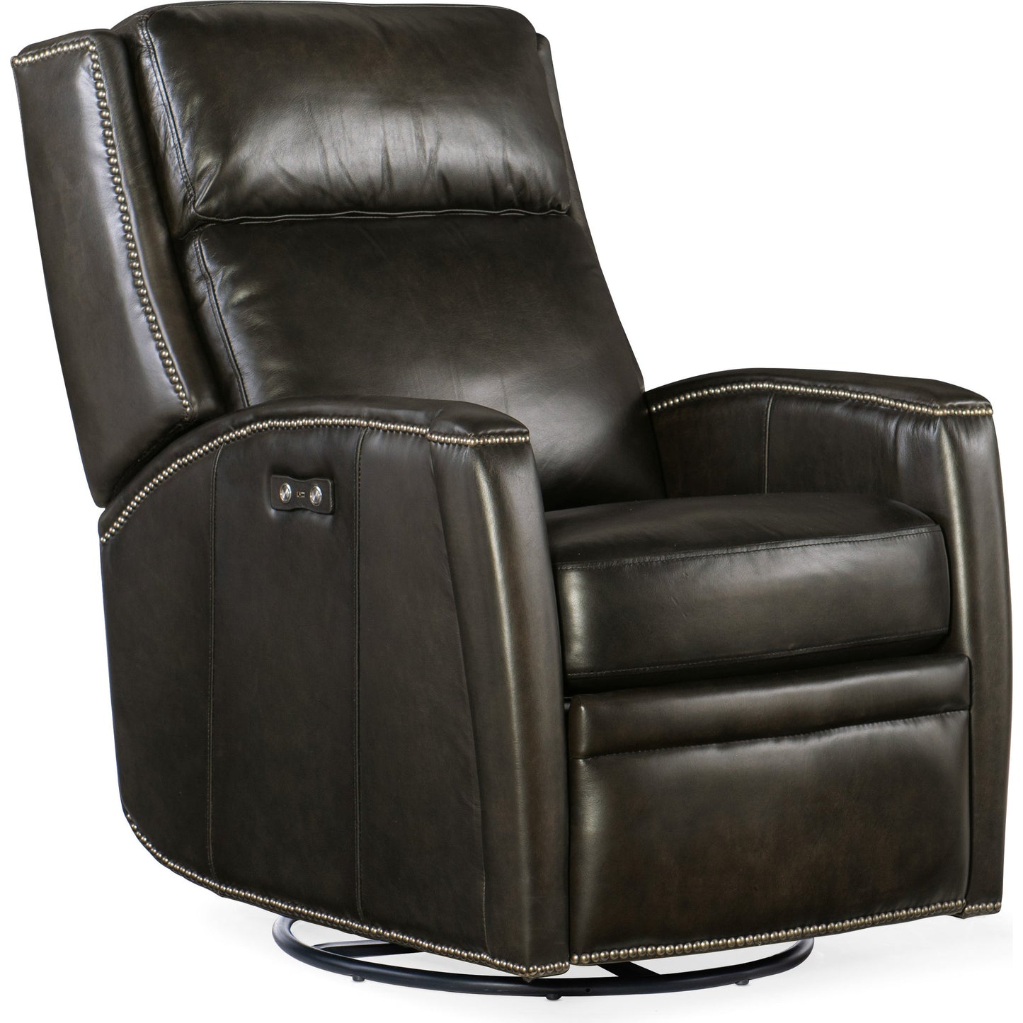 001 SI-1748815 | Primary Silo | Declan Power Swivel Glider Recliner by Hooker Furniture in brindisi trinita. Made from leather in a traditional style.