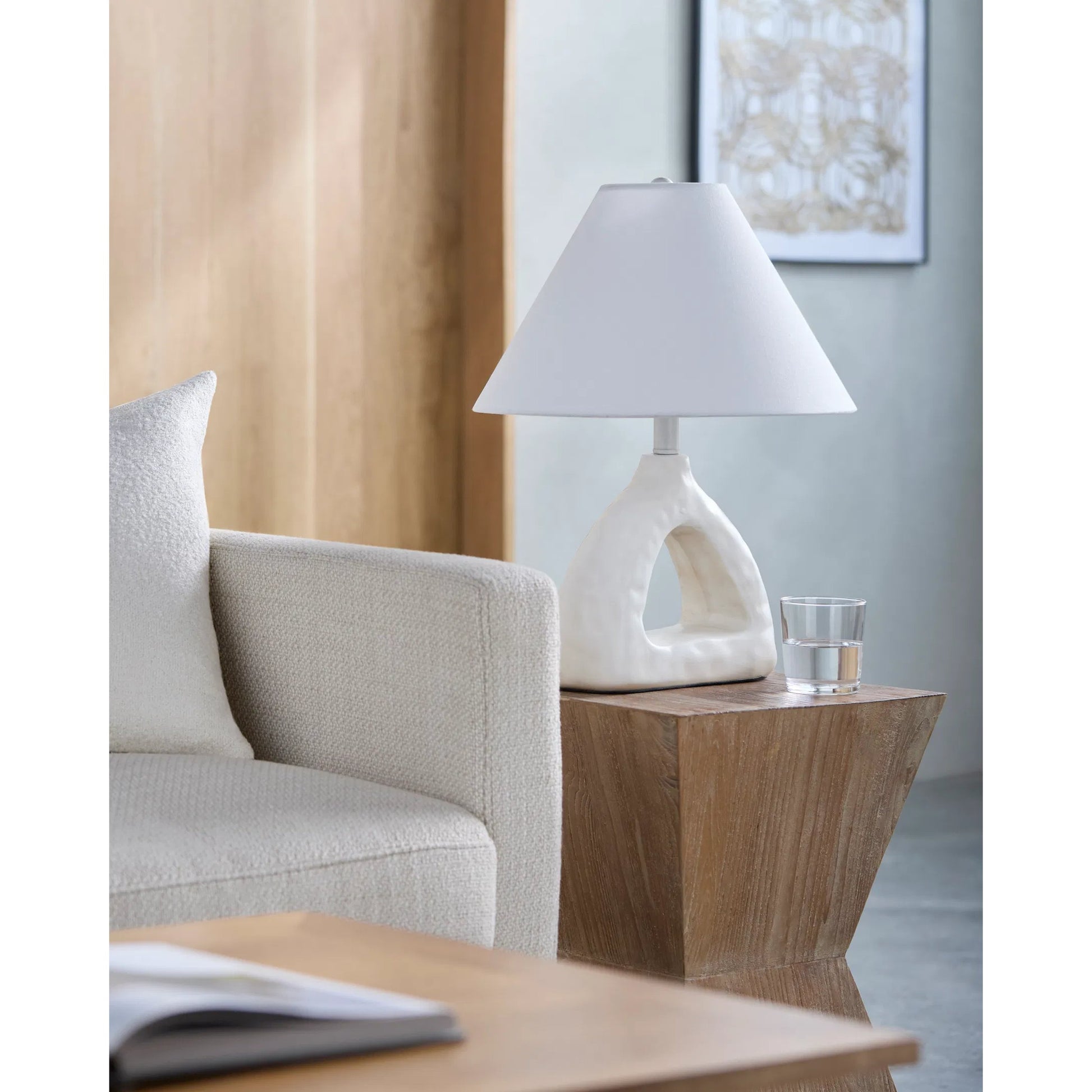 Nordeste Accent Table Lamp by Livabliss. Made from ceramic, linen, plastic, resin in a transitional style.