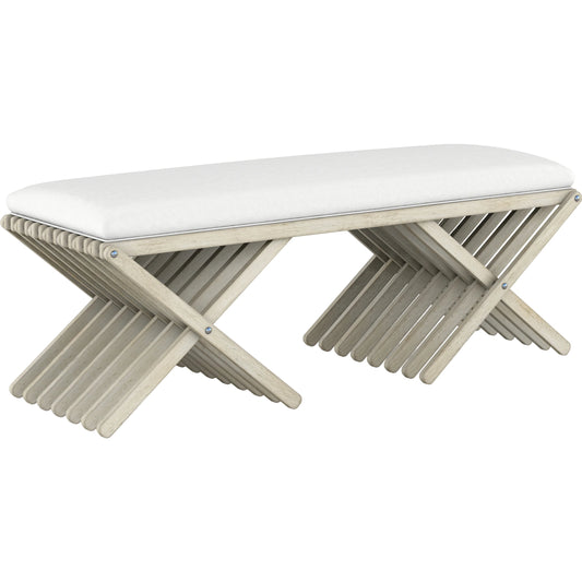 Cotiere Bed Bench by A.R.T. Furniture in beige and linen. Made from parawood solids, foam, fabric in a modern style.