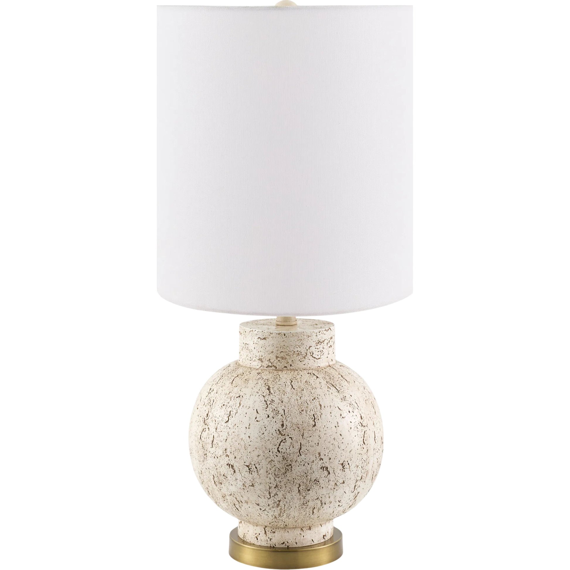 Niort Accent Table Lamp by Livabliss in metallic brass, cream. Made from resin, iron, linen, polyester, plastic in a coastal style.