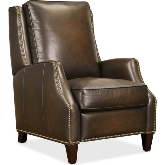 Kerley Manual Push Back Recliner by Hooker Furniture. Made from leather in a unique style.