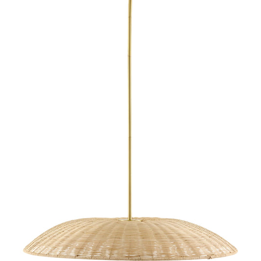 Naseby Pendant by Surya in brown, translucent and electroplated. Made from rattan in a unique style.