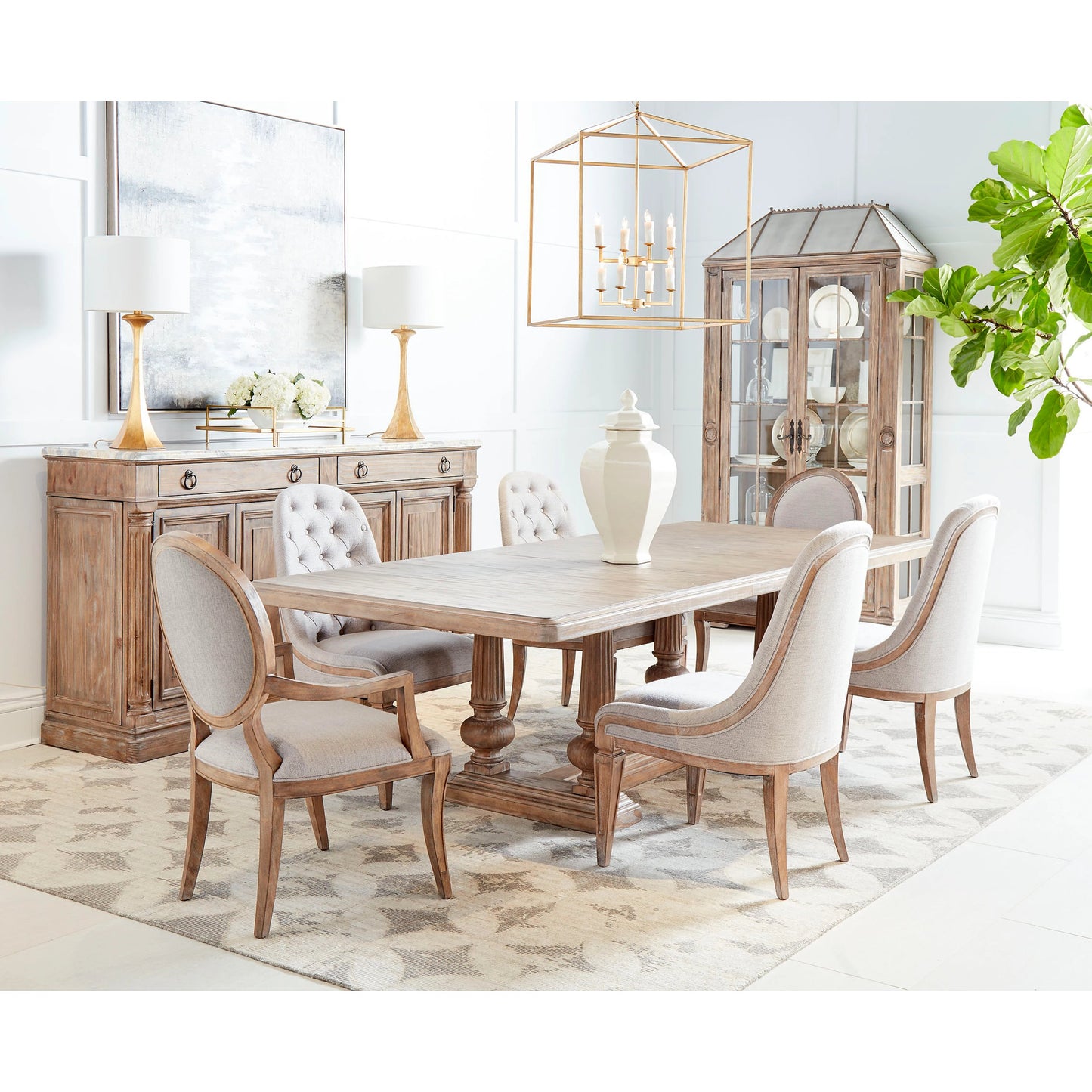 007 SI-2064914 | Lifestyle | Architrave Trestle Dining Table by A.R.T. Furniture in almond. Made from pine solids and veneer, resin in a traditional style.