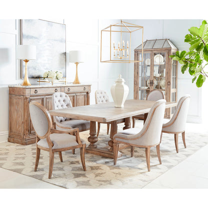 Architrave Trestle Dining Table by A.R.T. Furniture in almond. Made from pine solids and veneer, resin in a traditional style.