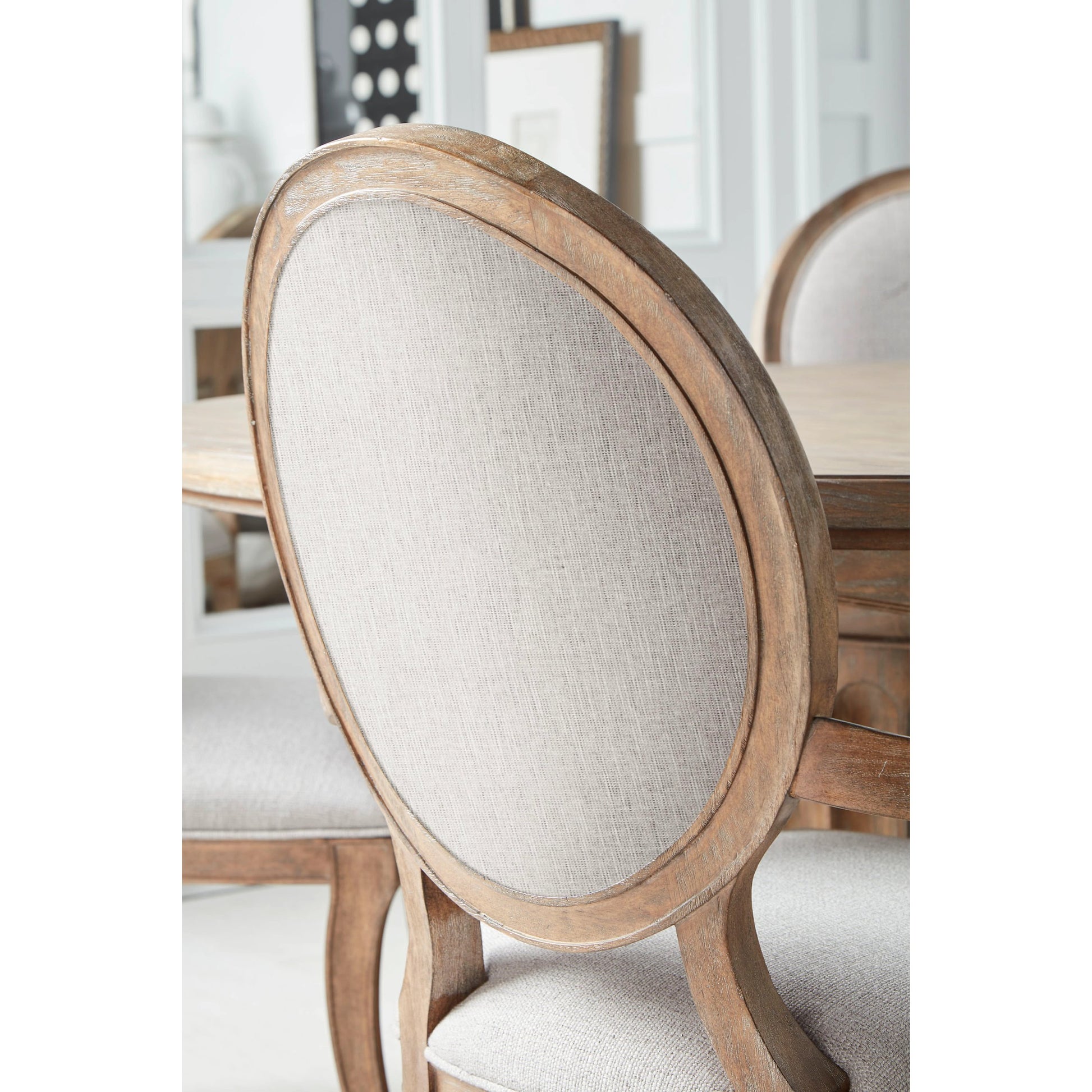 Architrave Oval Side Chair (Set of 2) by A.R.T. Furniture in almond. Made from parawood solids, foam, fabric in a modern style.