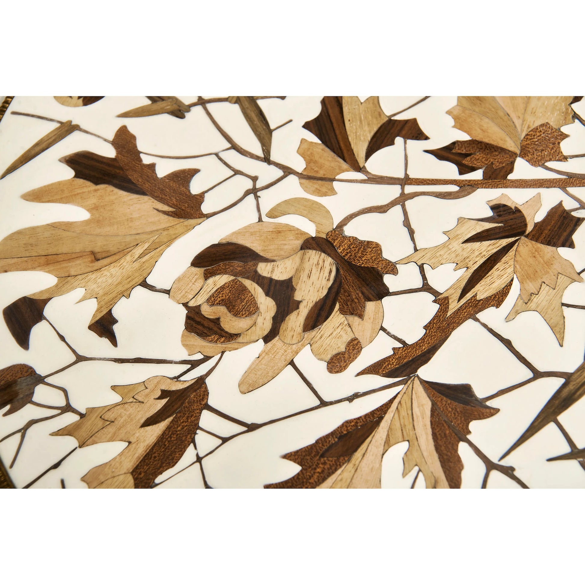 Trianon Accent Table by Jonathan Charles in oak leaf parquetry. Made from local mahogany, marquetry veneer, mdf in a traditional style.