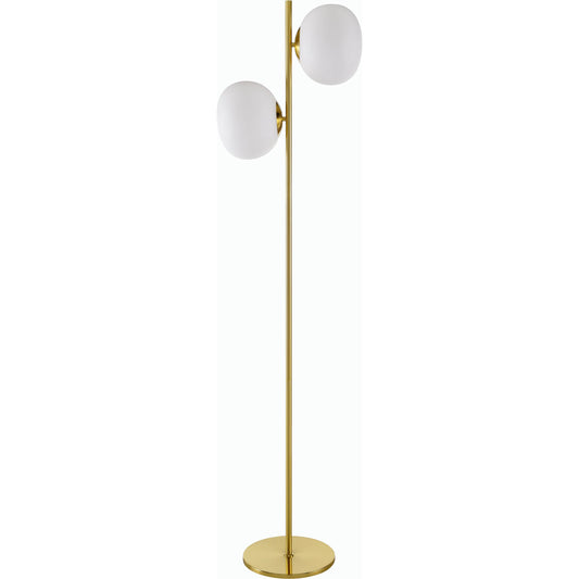 Nissi Floor Lamp - 532398 by Livabliss in body: metallic - brass, base: metallic - brass, shade: white, cord: translucent and platedplated. Made from iron, glass in a modern style.