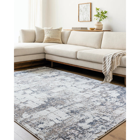 Nesta Rug - 526493 by Livabliss in light beige, ivory, medium gray, tan, charcoal. Made from face: 100% polyester, warp: 100% recycled pet yarn in a unique style.