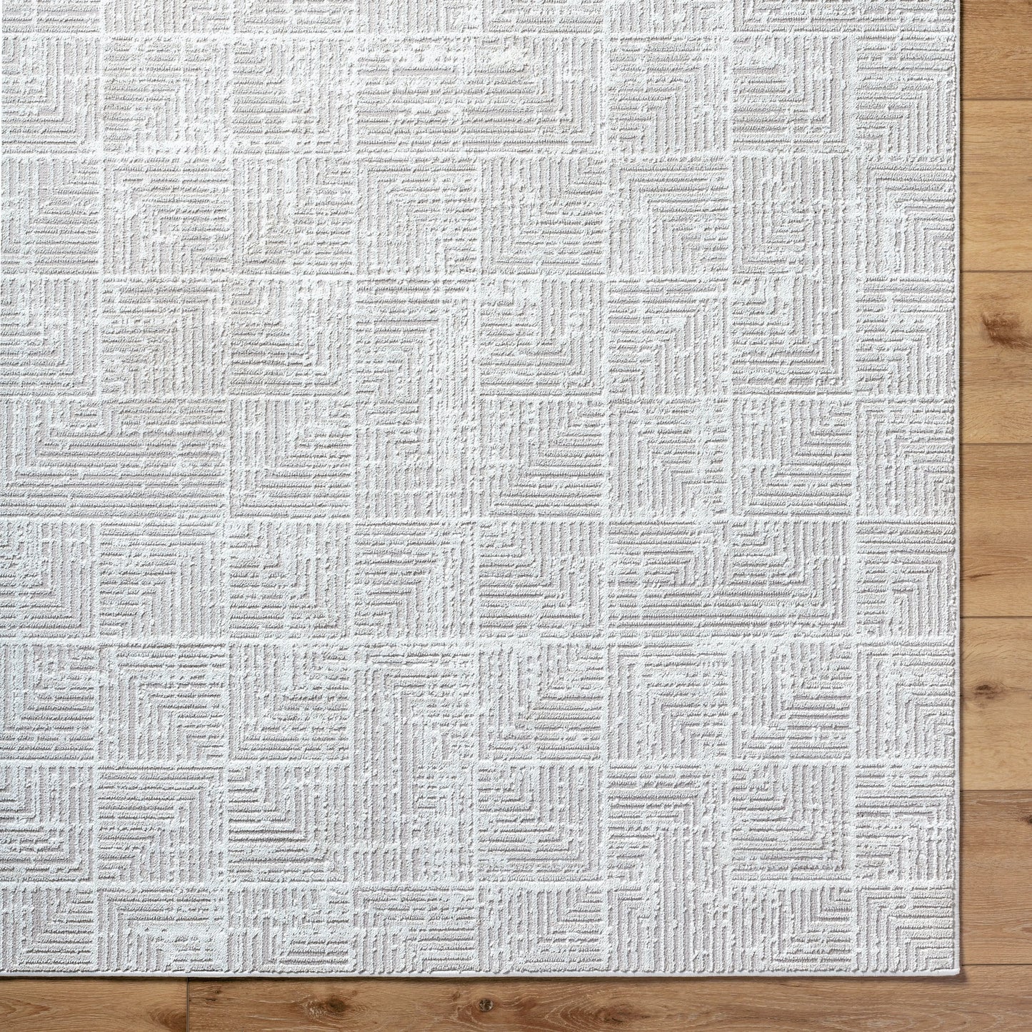 007 SI-2132626,SI-2132627 | Closeup | Nesta NST-2302 Rug by Livabliss in light beige, ivory. Made from face: 100% polyester, warp: 100% recycled pet yarn in a unique style.