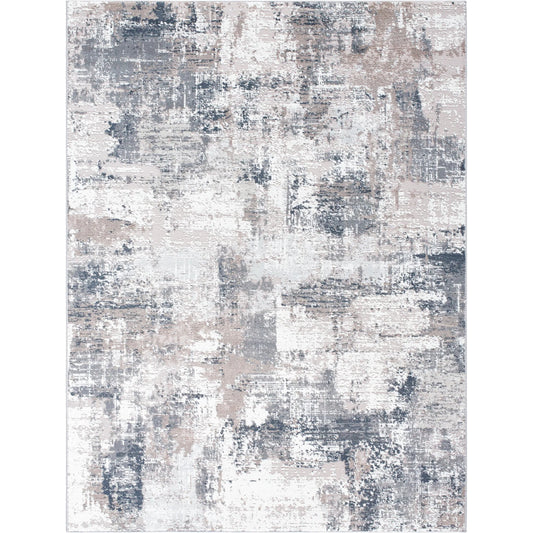 Nesta Rug - 526505 by Livabliss in light beige, ivory, medium gray, tan, charcoal, off-white. Made from face: 100% polyester, warp: 100% recycled pet yarn in a unique style.