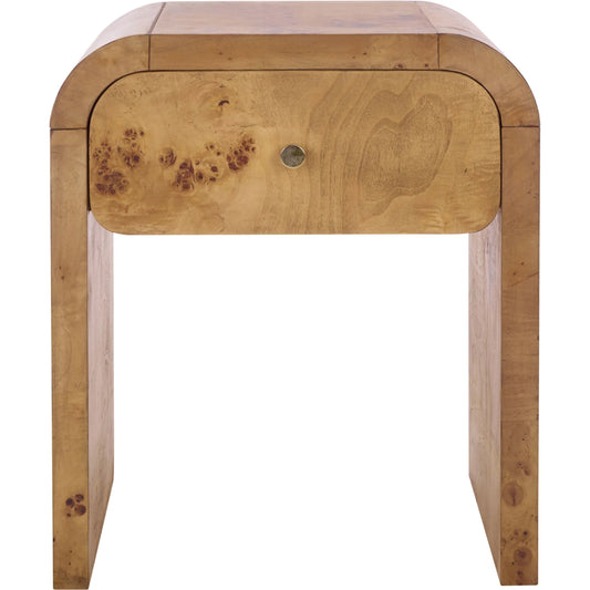 Clark 1 Drawer Nightstand by HedgeApple Essentials in natural. Made from wood, mdf, veneer, burlwood in a transitional style.