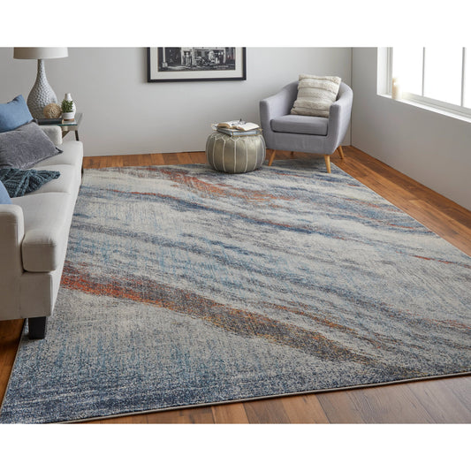 Edgemont Rug - 39IMF by Feizy in ivory, orange, blue. Made from polypropylene, polyester in a unique style.