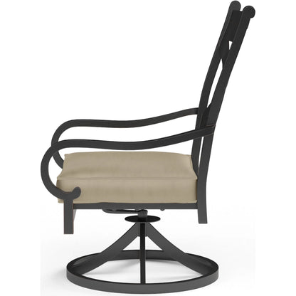 Monterey Outdoor Swivel Dining Chair by Sunset West in browns. Made from aluminum in a cottage & farmhouse style.