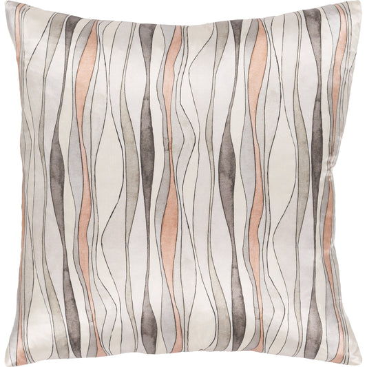 Natural Affinity Pillow - 33766 by Surya in gray, dusty pink, black, blush, medium gray. Made from front: 100% silk, back: 100% silk in a modern style.