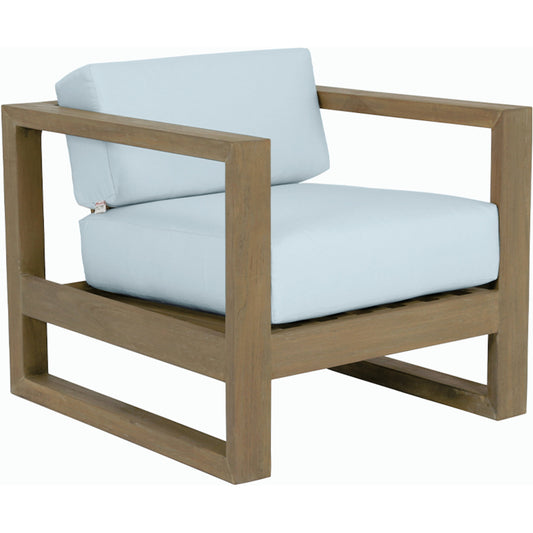 Coastal Outdoor Teak Club Chair by Sunset West. Made from teak in a modern style.