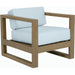 Coastal Outdoor Teak Club Chair by Sunset West. Made from teak in a modern style.