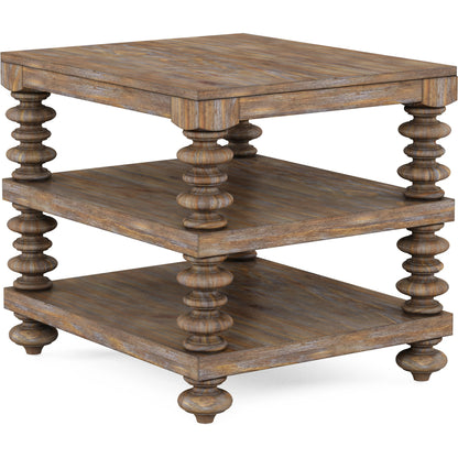 Architrave End Table by A.R.T. Furniture in almond. Made from pine solids and veneer in a traditional style.